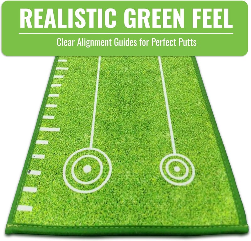Questefy Putting Green Indoor | Wrinkle-Free Golf Mat with Auto Ball Return | Non-Slip Surface & Alignment Markings for Accurate Putting Practice at Home, Office & Outdoors | Improve Stroke Control & Precision - Image 3
